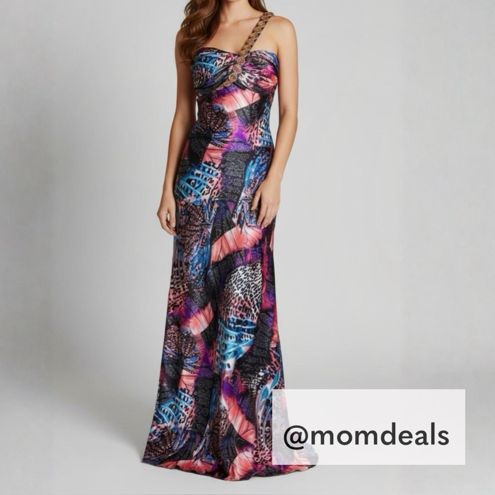 Josh & Jazz One Shoulder Jeweled Maxi Dress GORGEOUS Formal Gown Size 7/8